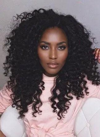 Clip In African American Kinky Curly Human Hair 7 PCS Clip In Hair Extensions