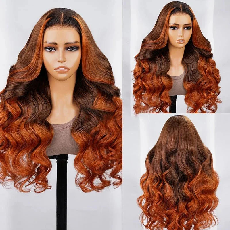 Ombre Brown Body Wave Human Hair Wig