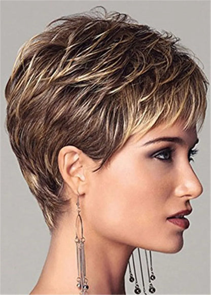 Short Cut Choppy Layered Human Hair Capless Wigs