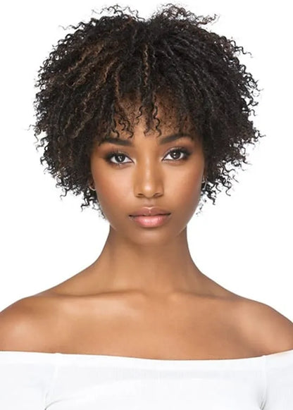 Short Afro Curly Hairstyle Women's Kinky Culry Synthetic Hair Capless Wigs 12inch
