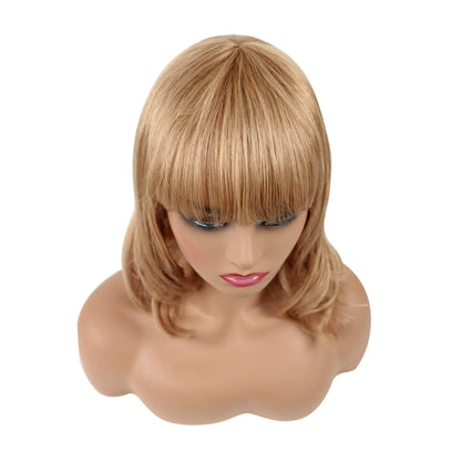 Natural Wave Ombre Blonde with Full Bangs 100 Human Hair 16 Inches