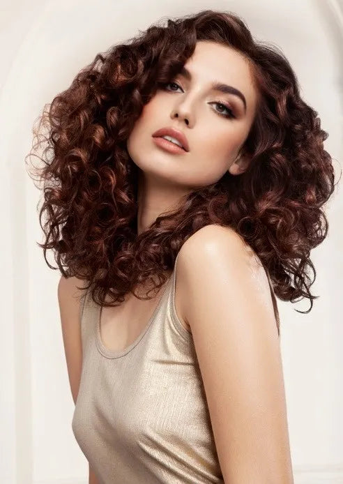 Attractive Impressive Fluffy Long Curly Full Lace Wig 100% Human Hair 18 Inches