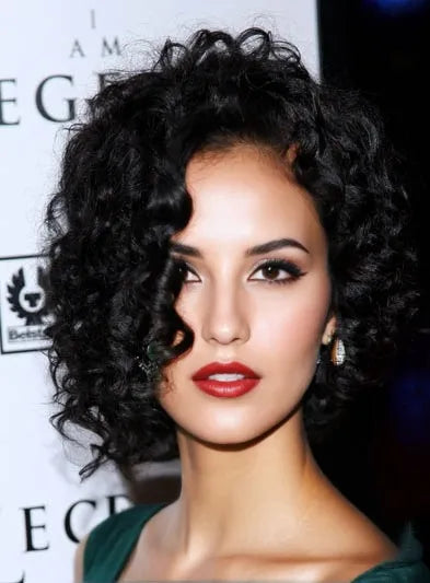 Graceful Fabulous Jada Pinkett Smith Long Curly Black 100% Human Hair Full Lace Wig 16 Inches