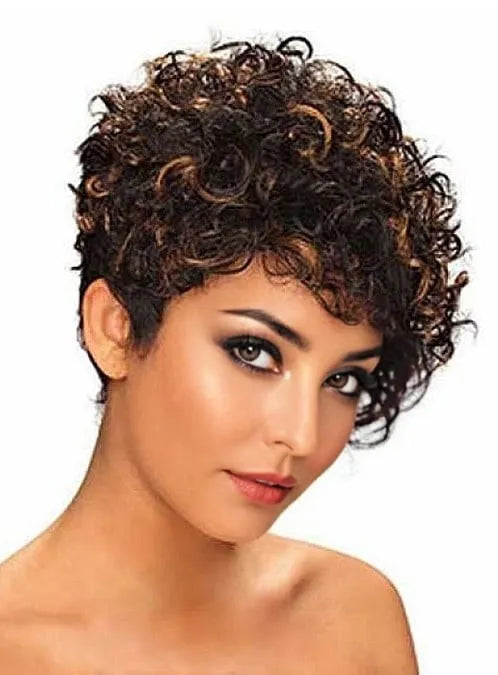Top Quality Short Kinky Curly Capless Human Hair Wig 10 Inches