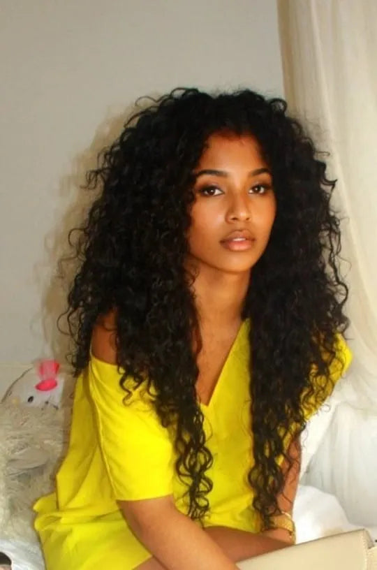 100% Brazilian Hair Lace Wig 24 Inches Curly Black Hair Top Quality