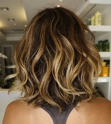 Bob Hairstyle Mixed Color Wavy Human Hair Lace Front Wigs 12 Inches