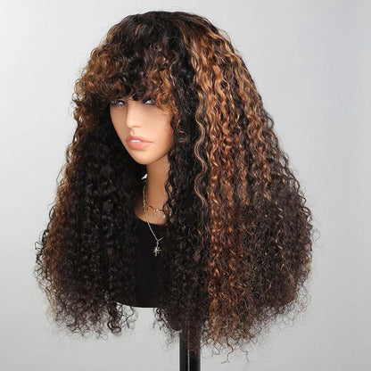 Afro Kinky Curly Wig With Bangs