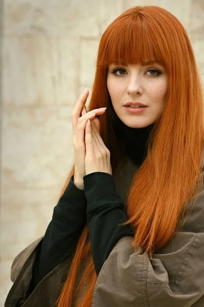 Super Long Capless Wig Layered Cutting With Full Bangs 30 Inches