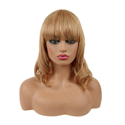 Natural Wave Ombre Blonde with Full Bangs 100 Human Hair 16 Inches