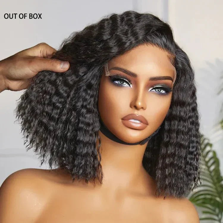 Chic Curly Bob Wigs Natural Black Human Hair