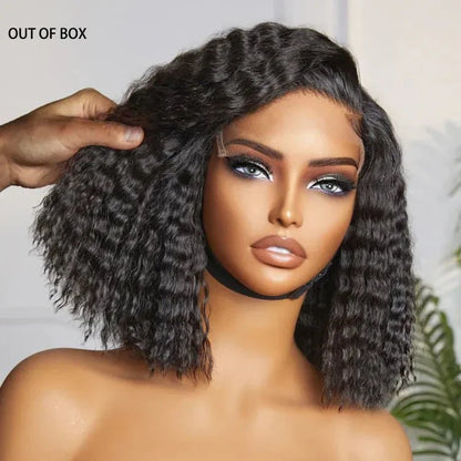 Chic Curly Bob Wigs Natural Black Human Hair