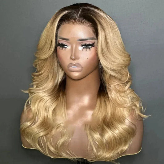 Classical Blonde Layered Cut Wavy Wigs