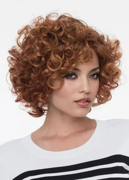 Natural Looking Women's Short Hairstyles Ginger Curly Synthetic Hair Capless Wigs 12Inch