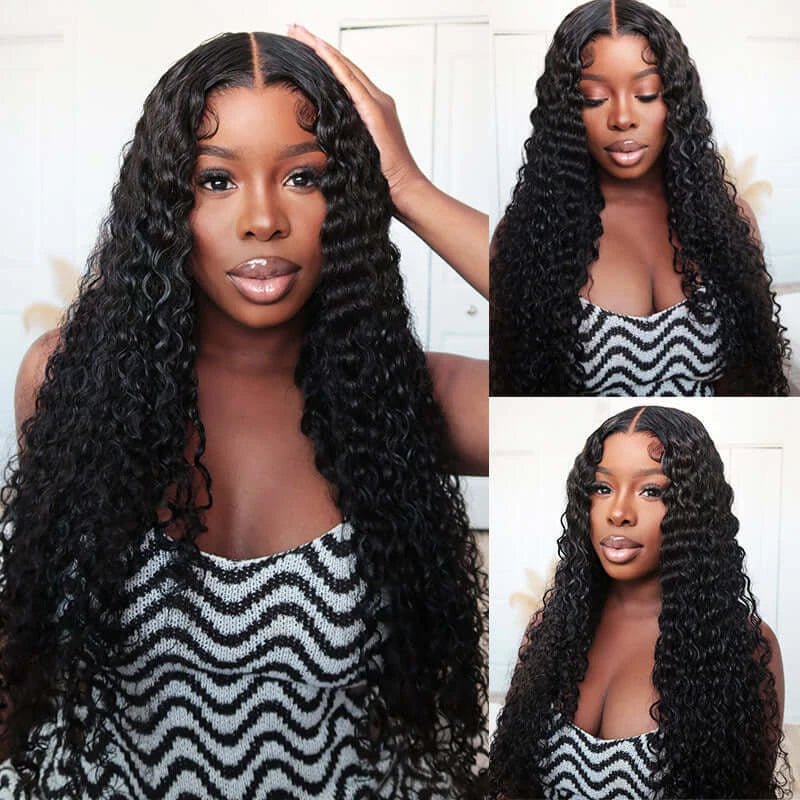 Deep Wave 4*4 Transparent Lace Closure Wigs