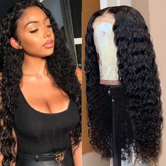 Deep Wave 4*4 Transparent Lace Closure Wigs