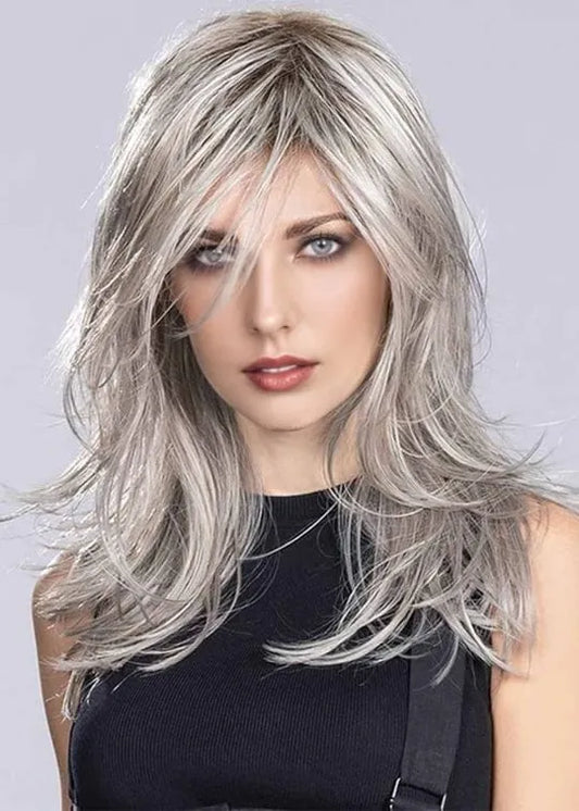 Women's Natural-Looking Hairline Straight Heat-Friendly Synthetic Hair Capless Wigs 20Inches