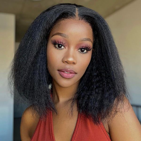 Easily Care Kinky Straight Bob Wigs