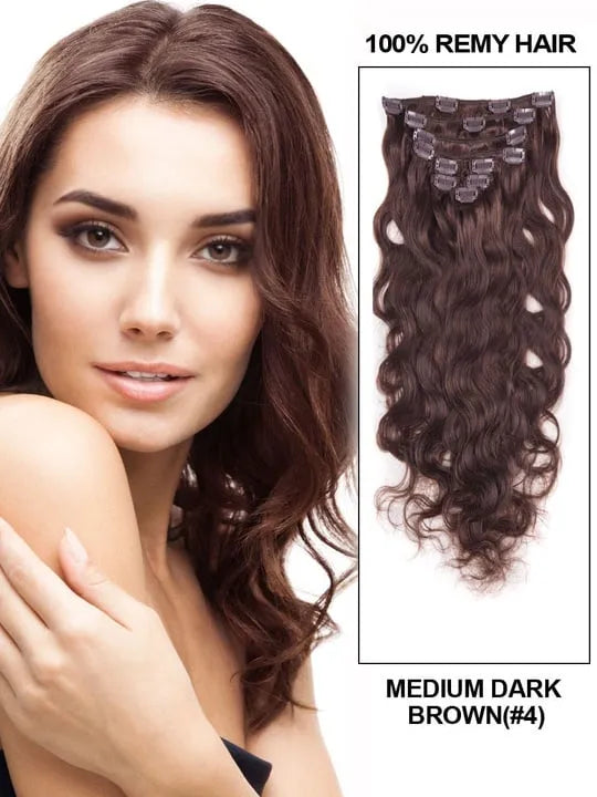 Wavy 7PCS Clip in Remy Human Hair Extensions