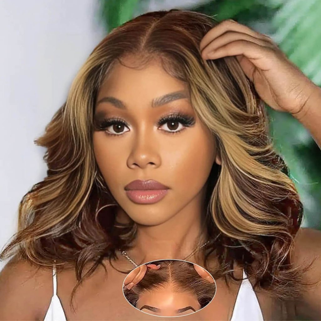 Elegant Brown Ombre Loose Wave Short Wig