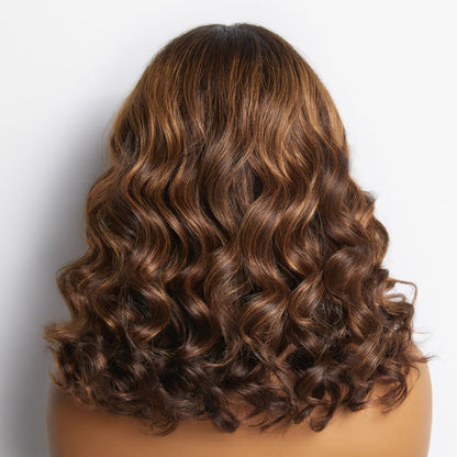 Elegant Brown Ombre Loose Wave Short Wig