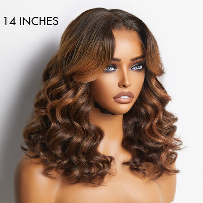 Elegant Brown Ombre Loose Wave Short Wig