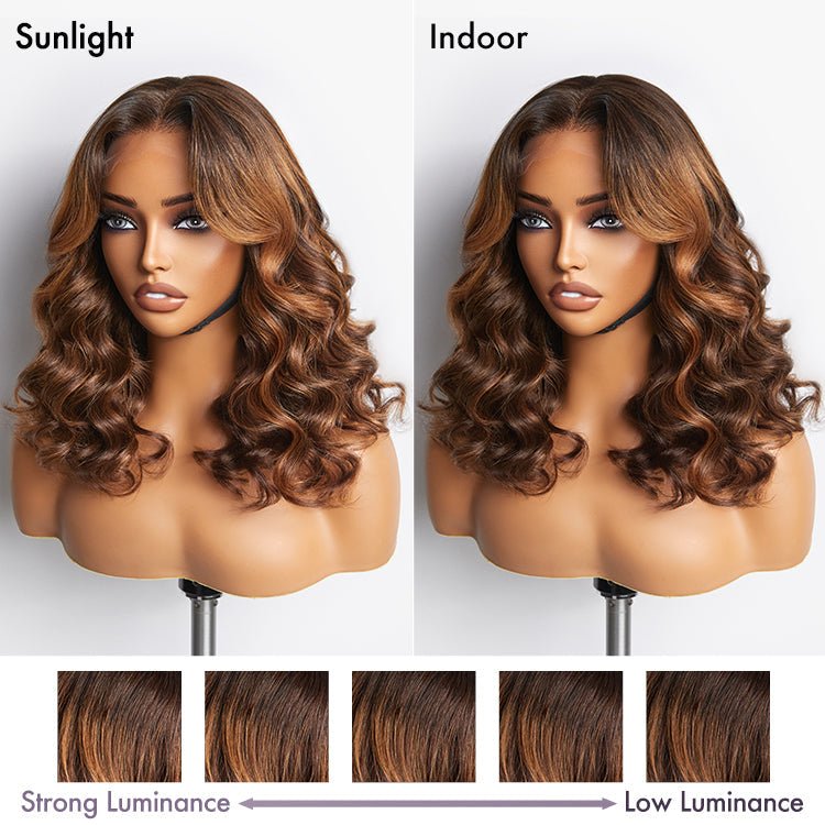 Elegant Brown Ombre Loose Wave Short Wig