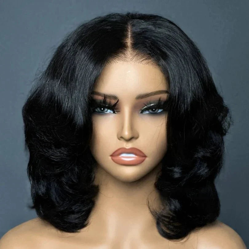 Elegant Layered Wavy Natural Black Wig for Women