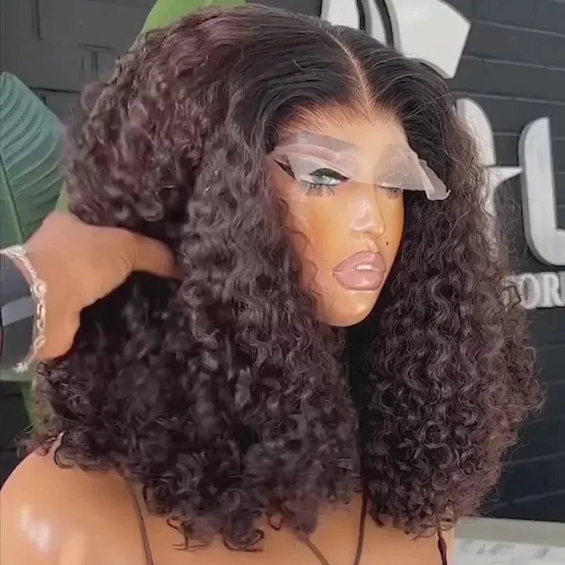 Girls' Ombre Brown Human Hair Mid-part Lace Front Curly Wigs