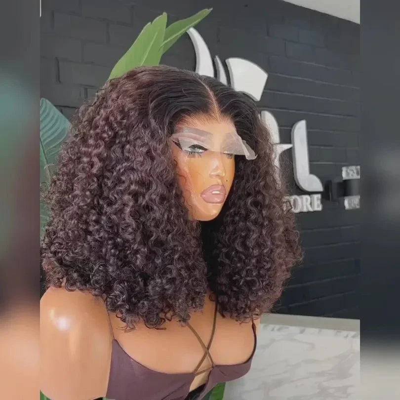 Girls' Ombre Brown Human Hair Mid-part Lace Front Curly Wigs