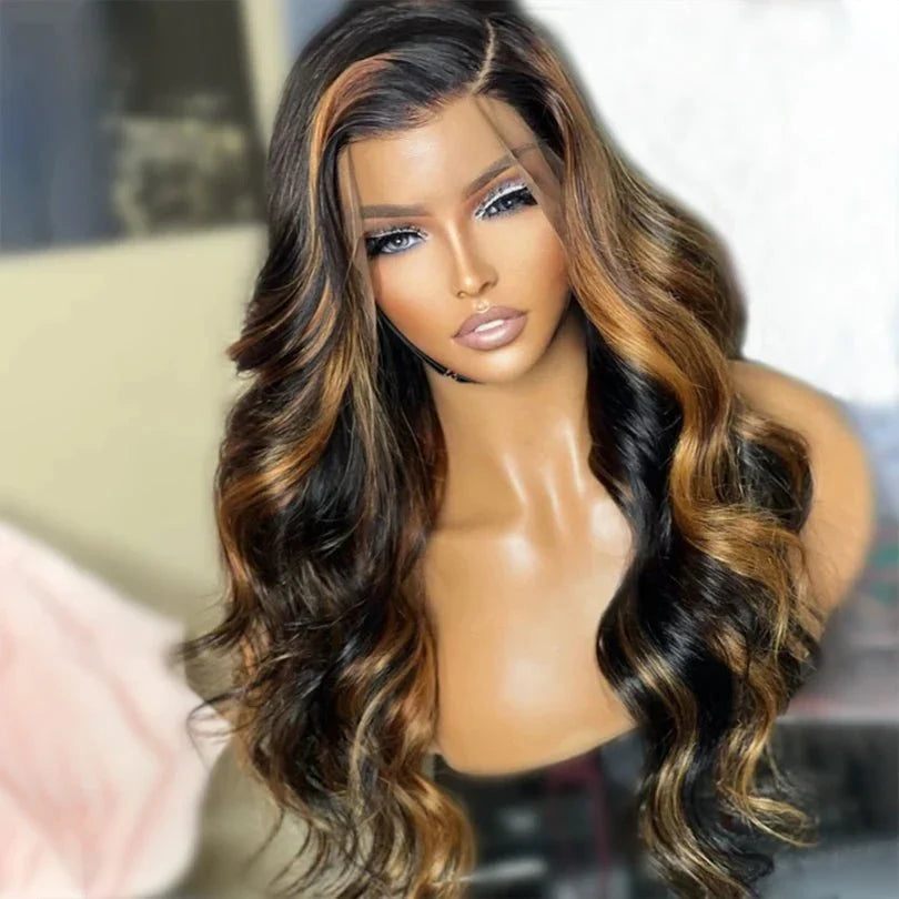 Highlight Honey Blonde Loose Wave Long Wigs