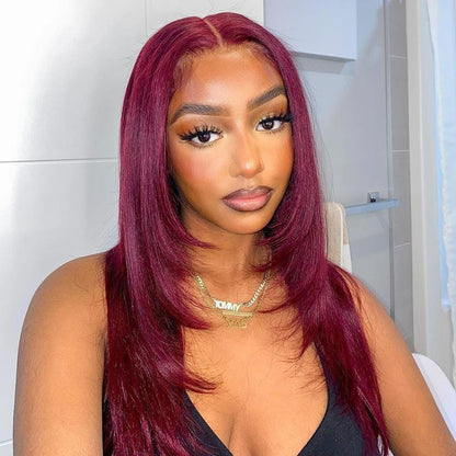 Layered Bone Straight Lace Front Wigs
