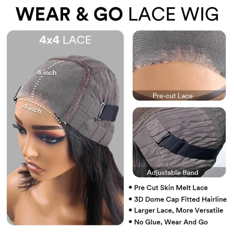 Layered Wavy Wigs with Bangs Lace Closure Wig