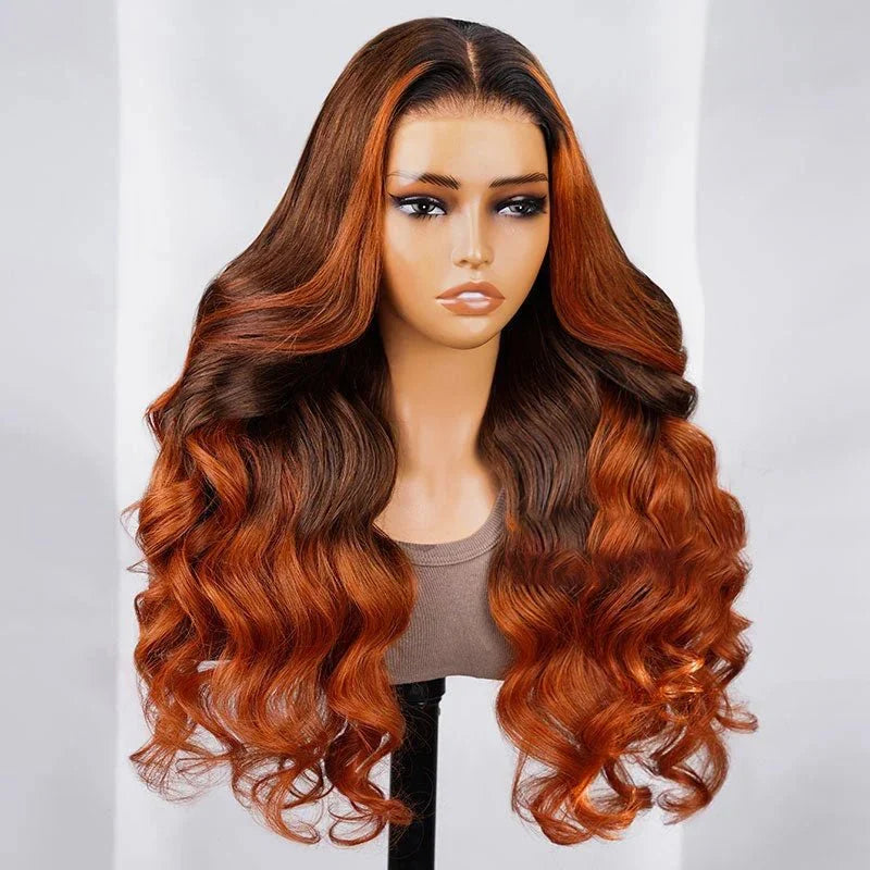 Ombre Brown Body Wave Human Hair Wig