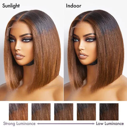 Ombre Highlight Silky Blunt Cut Bob Wigs