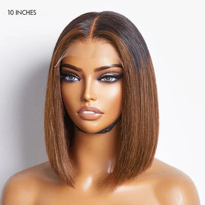Ombre Highlight Silky Blunt Cut Bob Wigs
