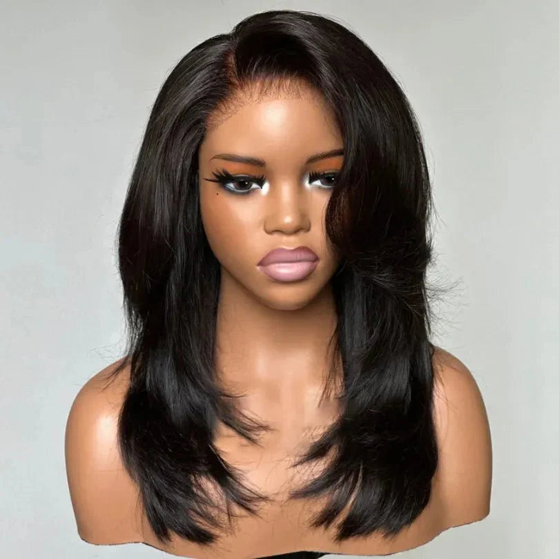 Shaggy Layered Cut Wigs With Side-swept Bangs