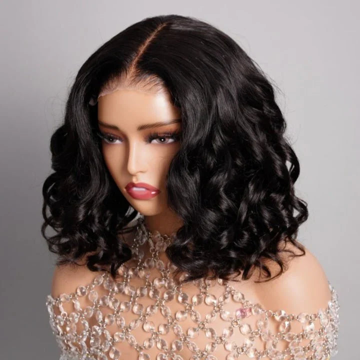 Short Bob Human Hair Loose Body Wave Pre Cut Wig