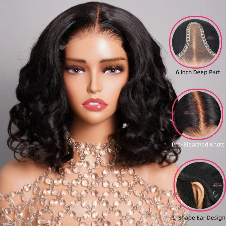 Short Bob Human Hair Loose Body Wave Pre Cut Wig
